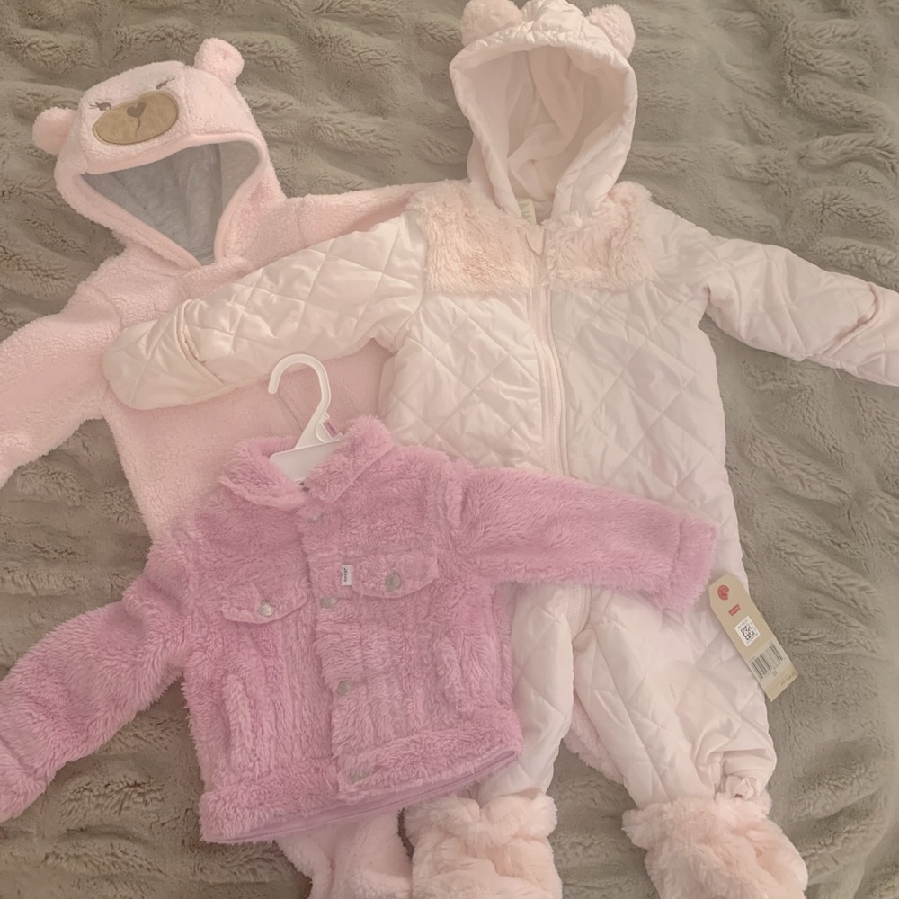 Baby Bundle- Fuzzy jacket/Snow Suit/Fuzzy Onesie
